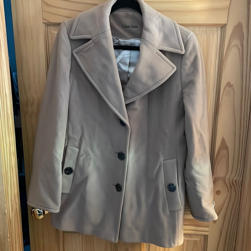 Calvin Klein Short Peacoat in Carmel color